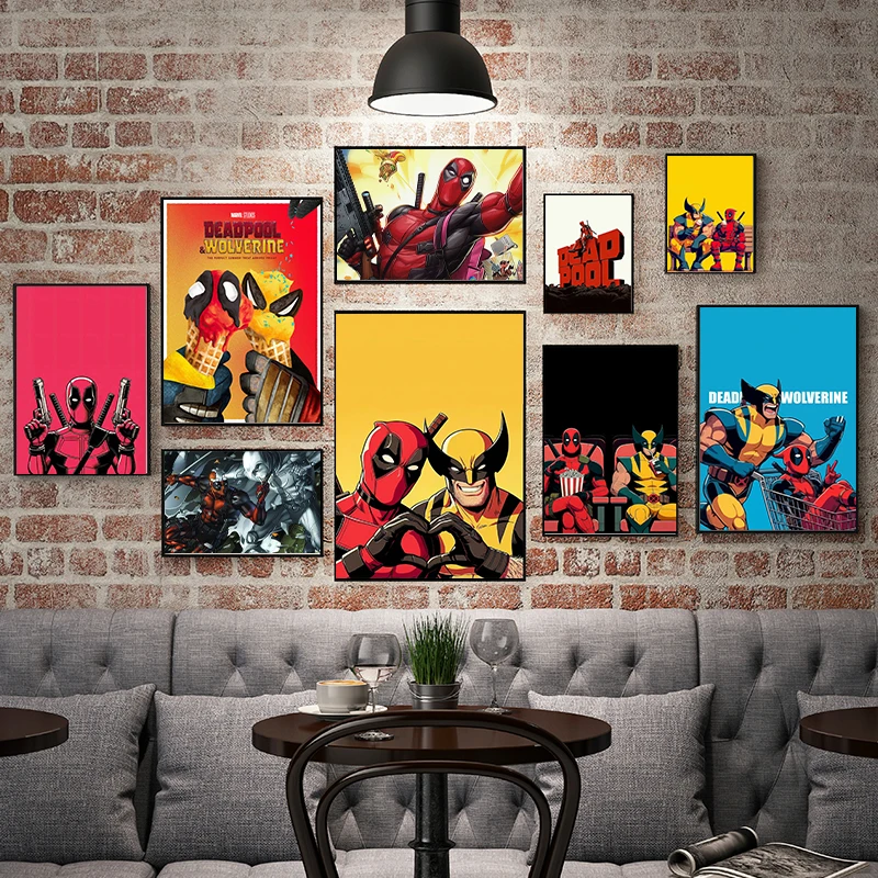 

Marvel Series Cartoon Home Decoration Painting Deadpool Wolverine Wall Art Poster Living Room Bedroom HD Canvas Paintings