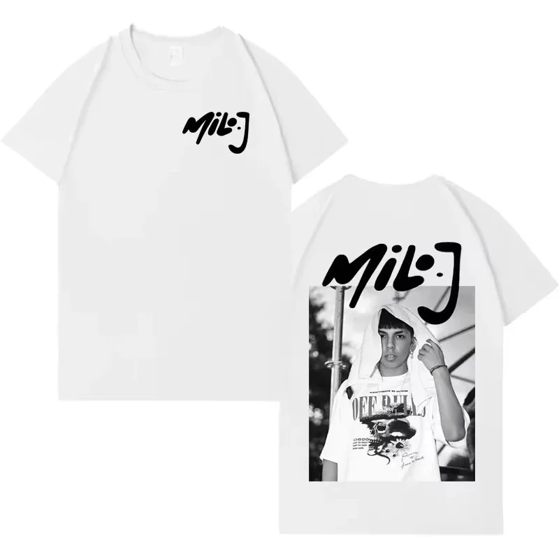 Rapper Milo J Fashion Album Cover Printed T-Shirt, Unisex Gothic Style Aesthetic Crew Neck Pure Cotton Short Sleeve Y2K T-shirt