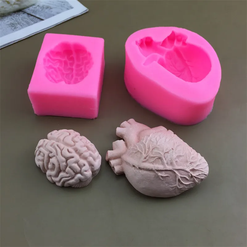 Stereo brain heart organ silicone mold human organ halloween ornament cake chocolate baking mold