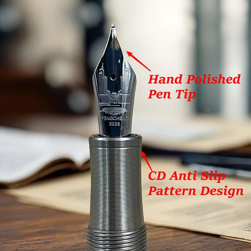Low Discount Pengchen All Titanium Alloy Fountain Pen Hand Polished F 0.5mm Tip Calligraphy Pen Tutorial Guide Beginners Artists