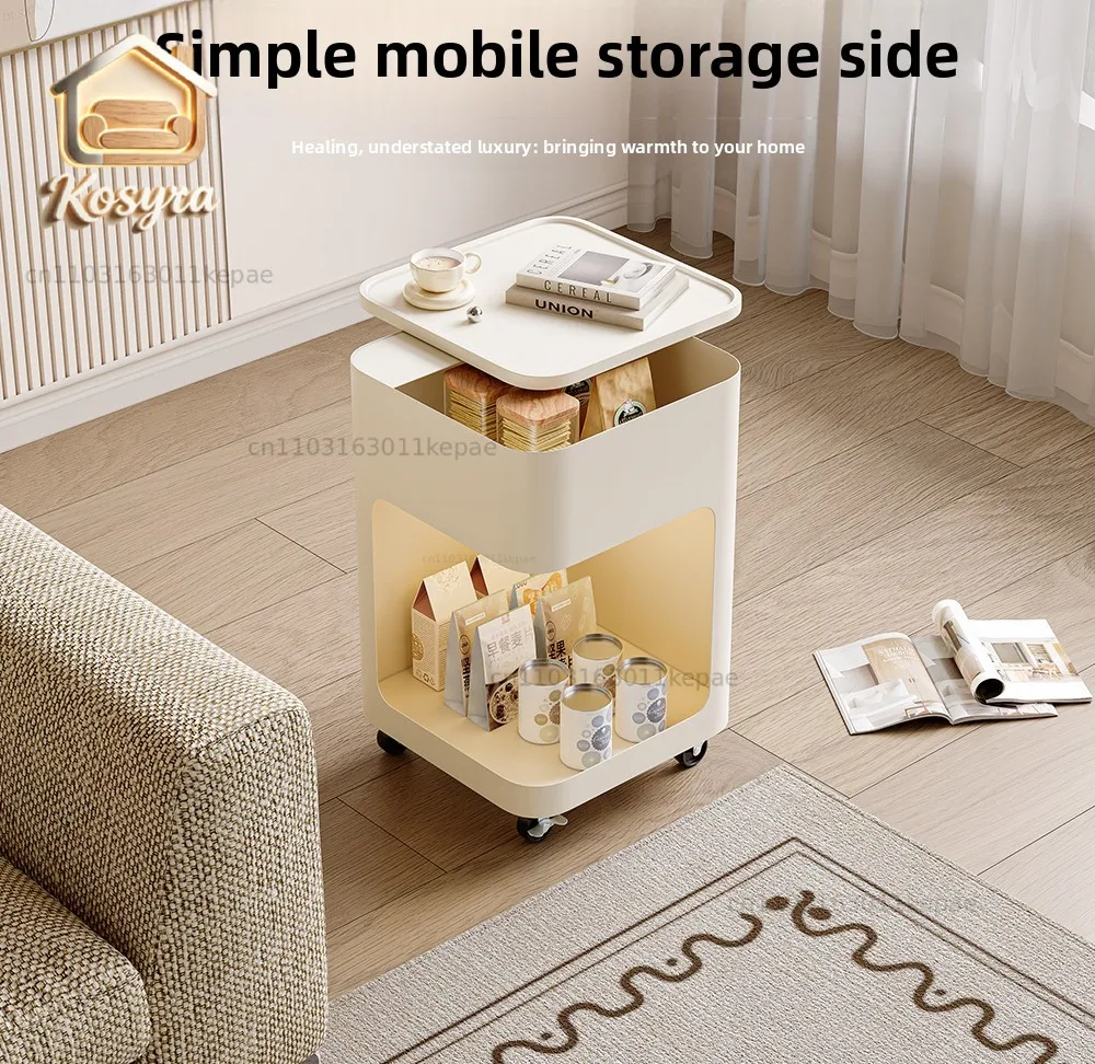 Living room side table removable small coffee table sofa side shelf simple modern creative trolley light luxury side cabinet