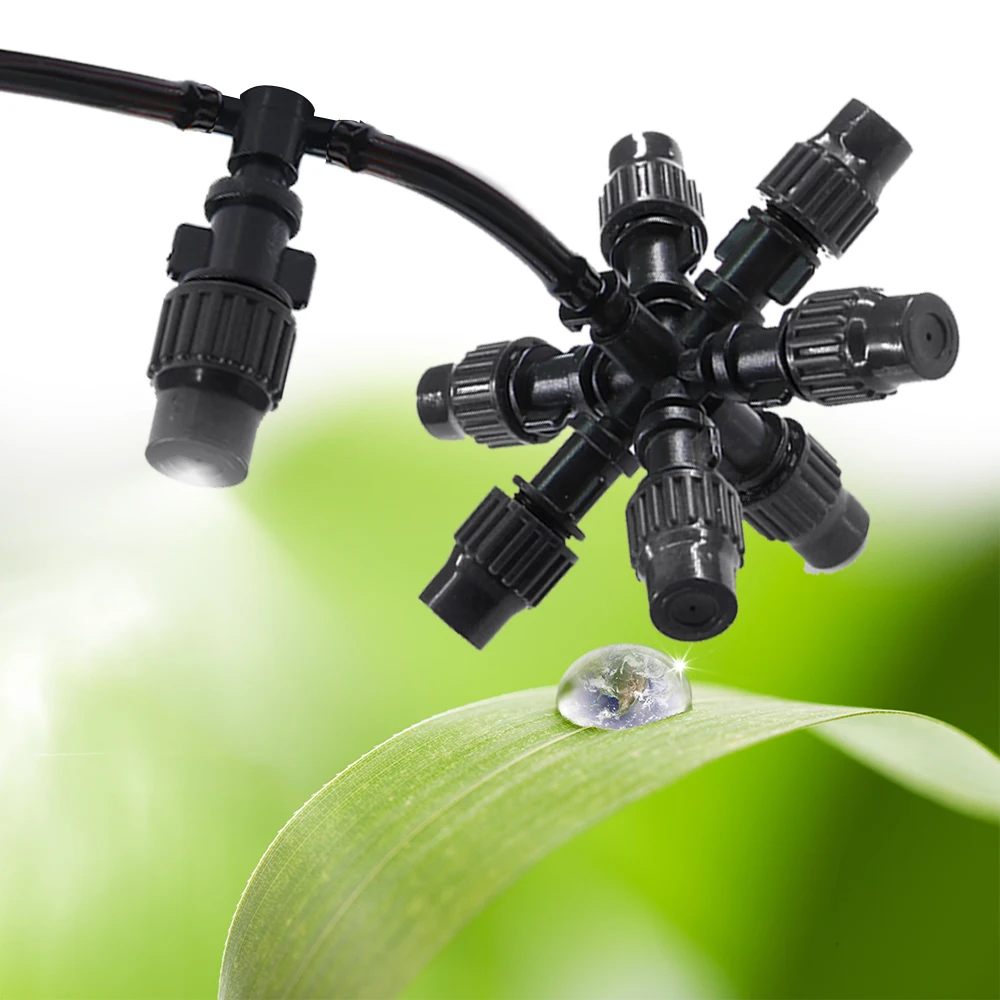 

8-types 1/4" Misting Nozzles Adjustable 4/7mm Fine Atomization Sprayer Connector Garden Irrigation Humidification Cooling System