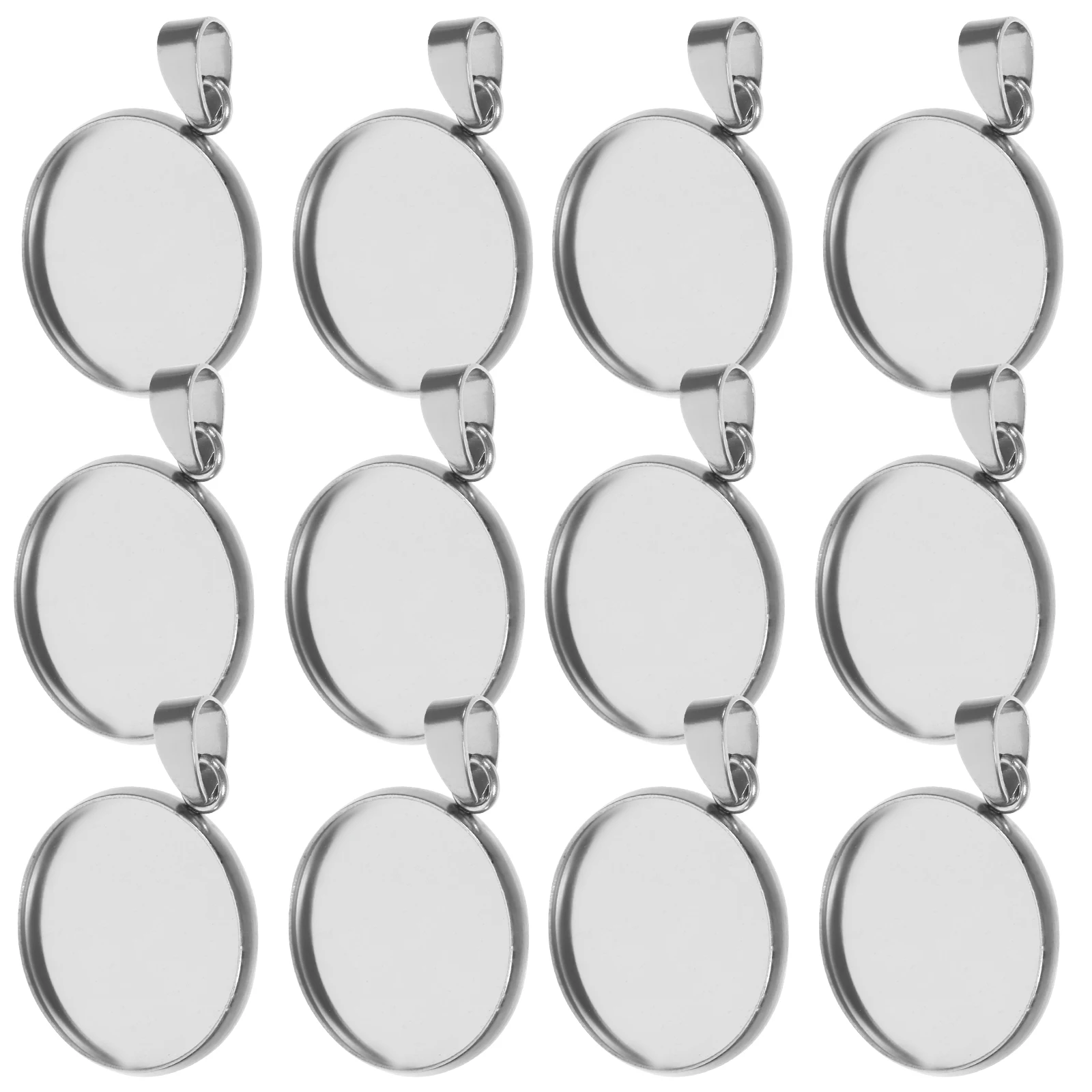 

20Pcs Stainless Steel Pendant Trays Versatile DIY Base for Resin Cameo Photo Jewelry Craft Projects Silver 8Mm