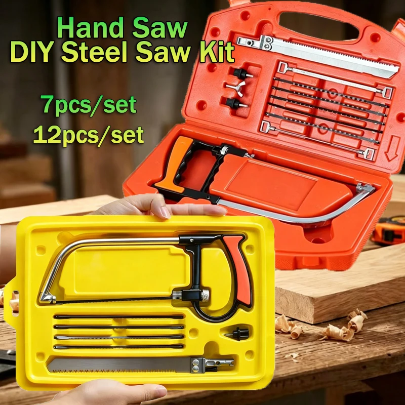

7pcs/12pcs Multi-Purpose Hand Saw DIY Steel Saw Kit with Blades for Woodworking Metalworking Glass Cutting Model Hobby Tool