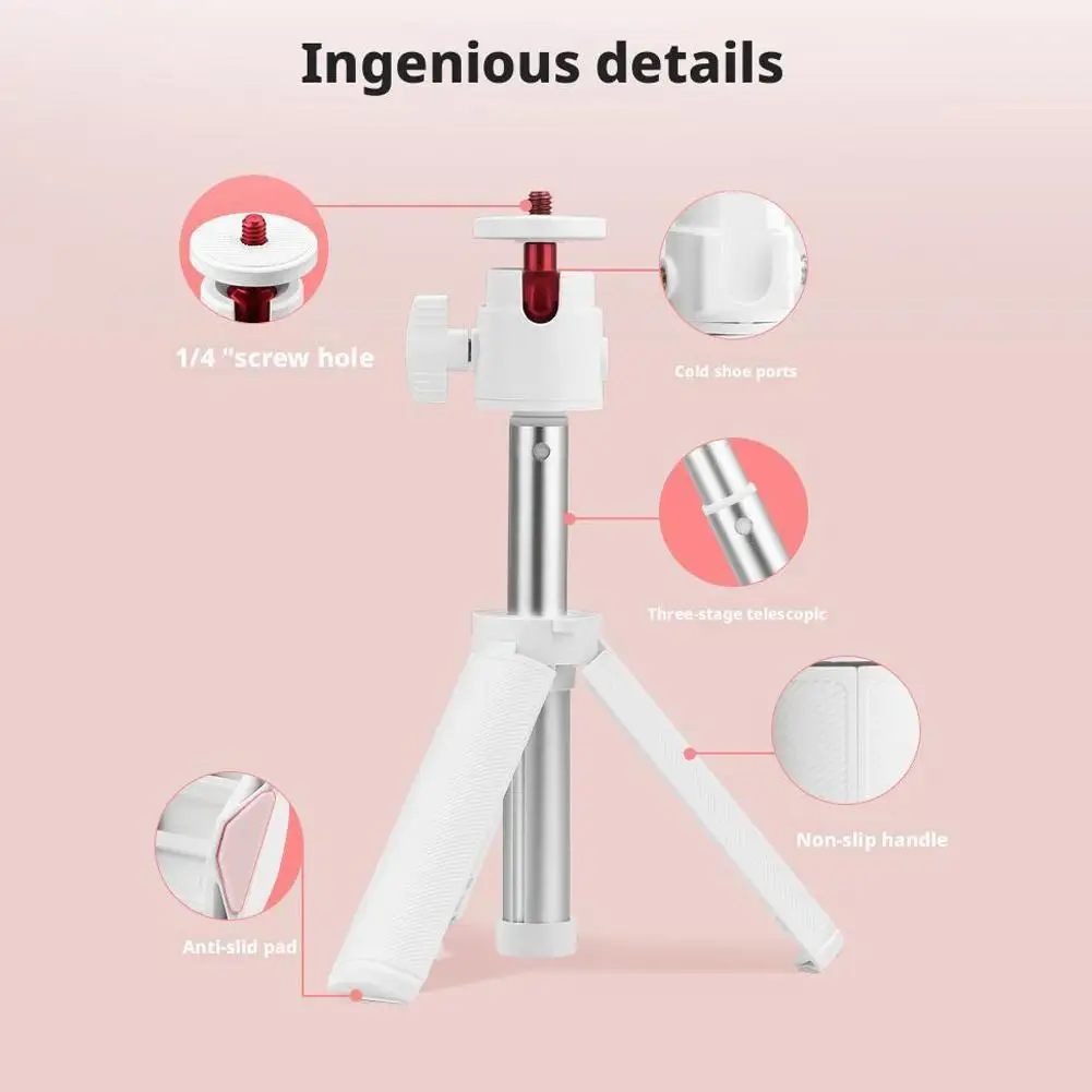 Soporte para teléfono, trípode de poste de extensión para cámara de acción para GoPro 360 °   Cabeza de bola y zapata fría Extensión ajustable blanca Selfie Strick