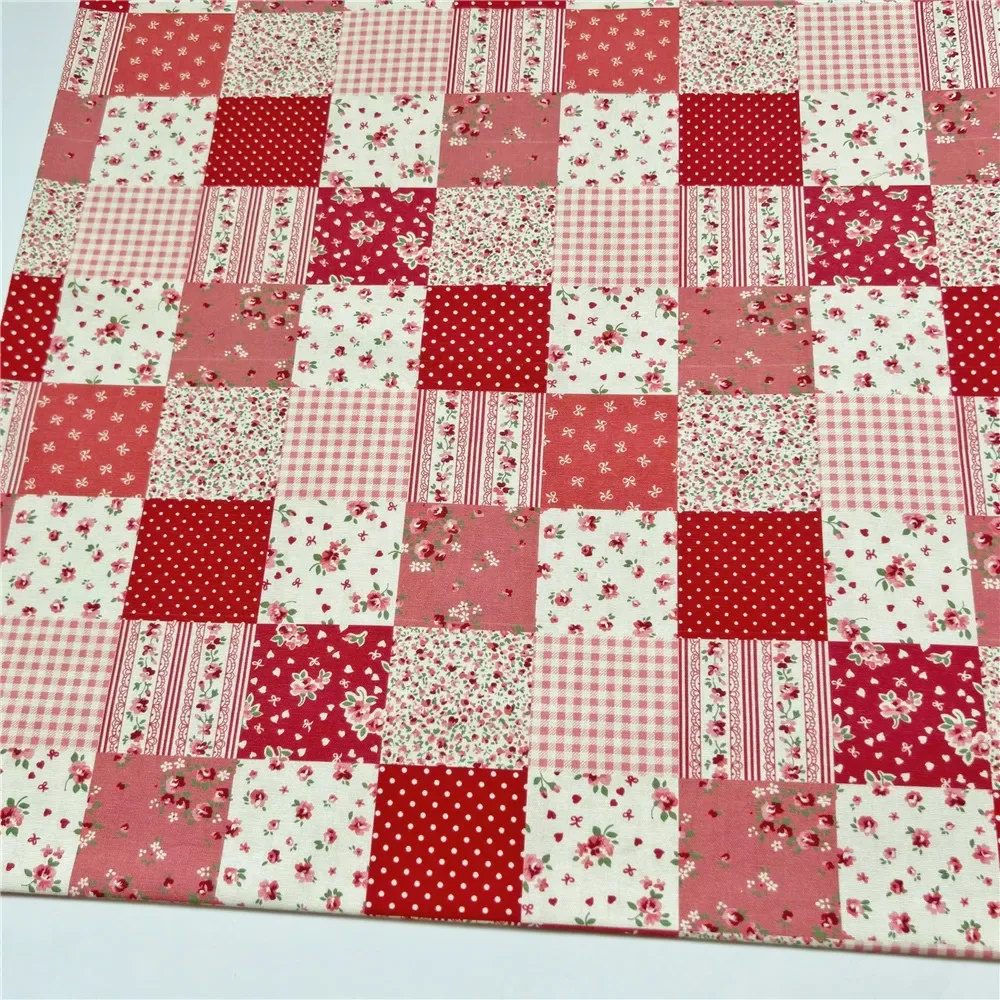 Retro czerwona styl wiejski koronki wydruku 100% bawełny tkaniny, obrus patchworkowy, DIY szycia materiał do pikowania na spódniczka dla dziecka