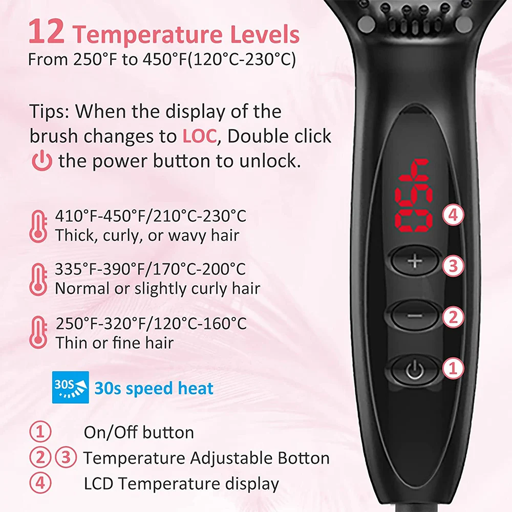 Hair Straightener Brush Comb Electric Hair Brushes Hot Comb Straightener For Hair Anti-scalding Ceramic Beard Straightener Brush view 4