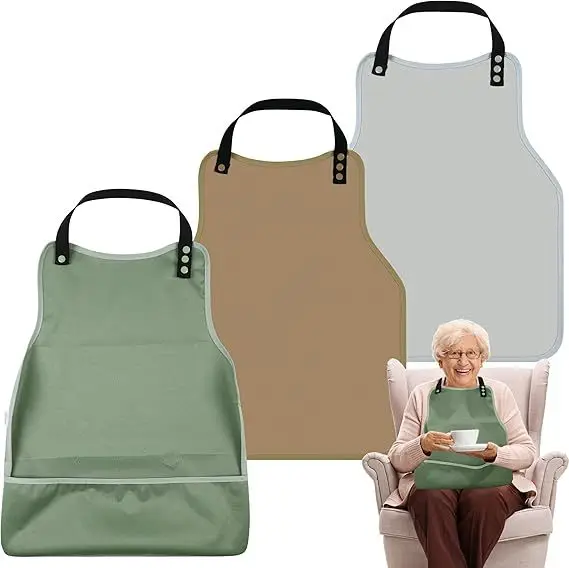 Waterproof Adult Bib for Elderly Eating, Oil-Proof Easy Clean Senior Bib with Adjustable Neck, Soft Lightweight  for Daily Use