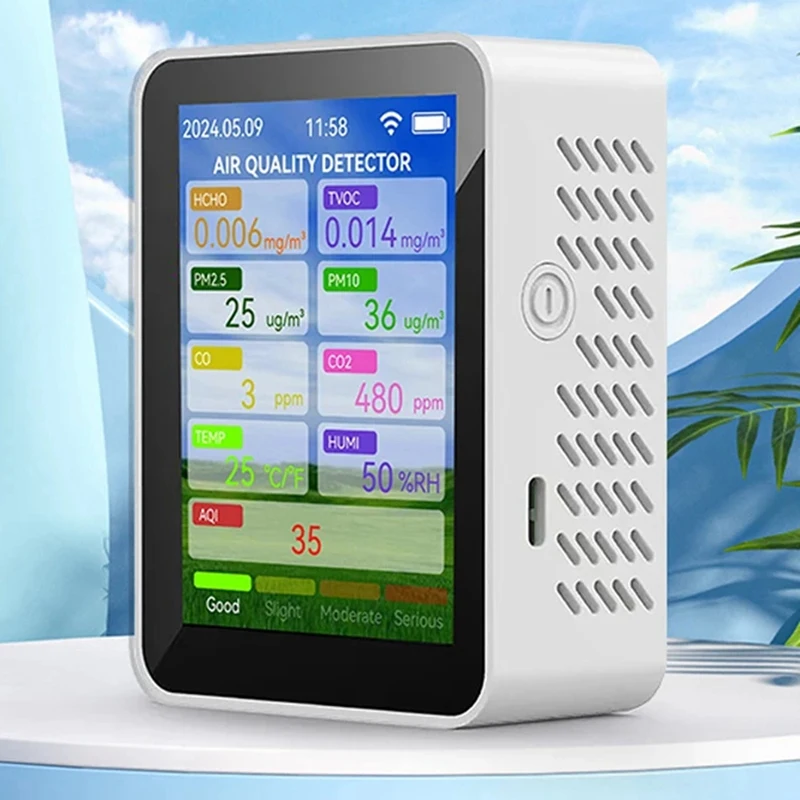 Tuya Wifi Air Quality Meter HCHO TVOC Carbon Monoxide CO2 PM2.5/10 Tester Portable Temperature Humidity Detector