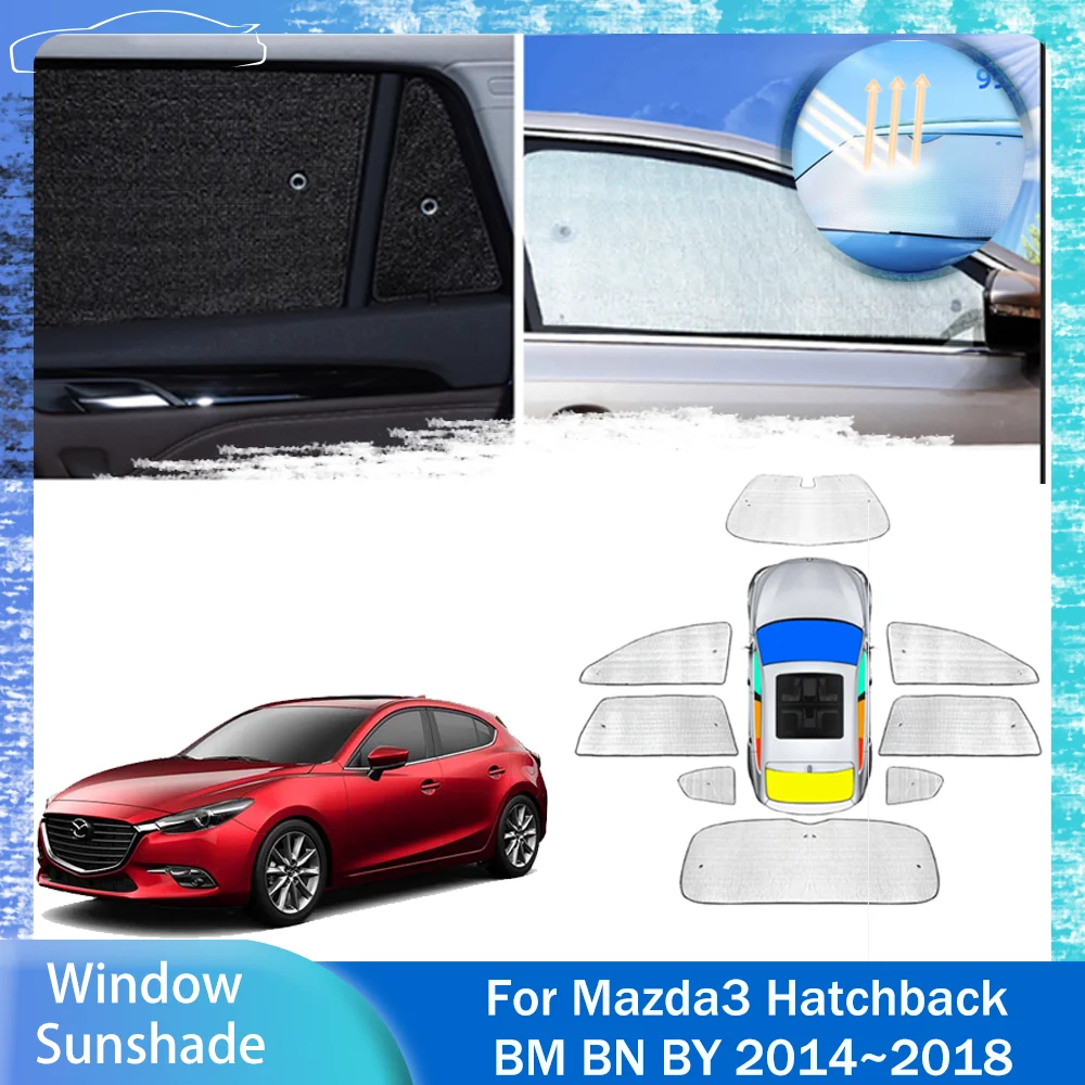 

Для Mazda3 Hatchback BM BN BY 2014 ~ 2018 2015 2016 2017 солнцезащитный козырек в виде люка, боковое окно, лобовое стекло, солнцезащитный козырек, защита от ультрафиолета, аксессуары для зонтиков