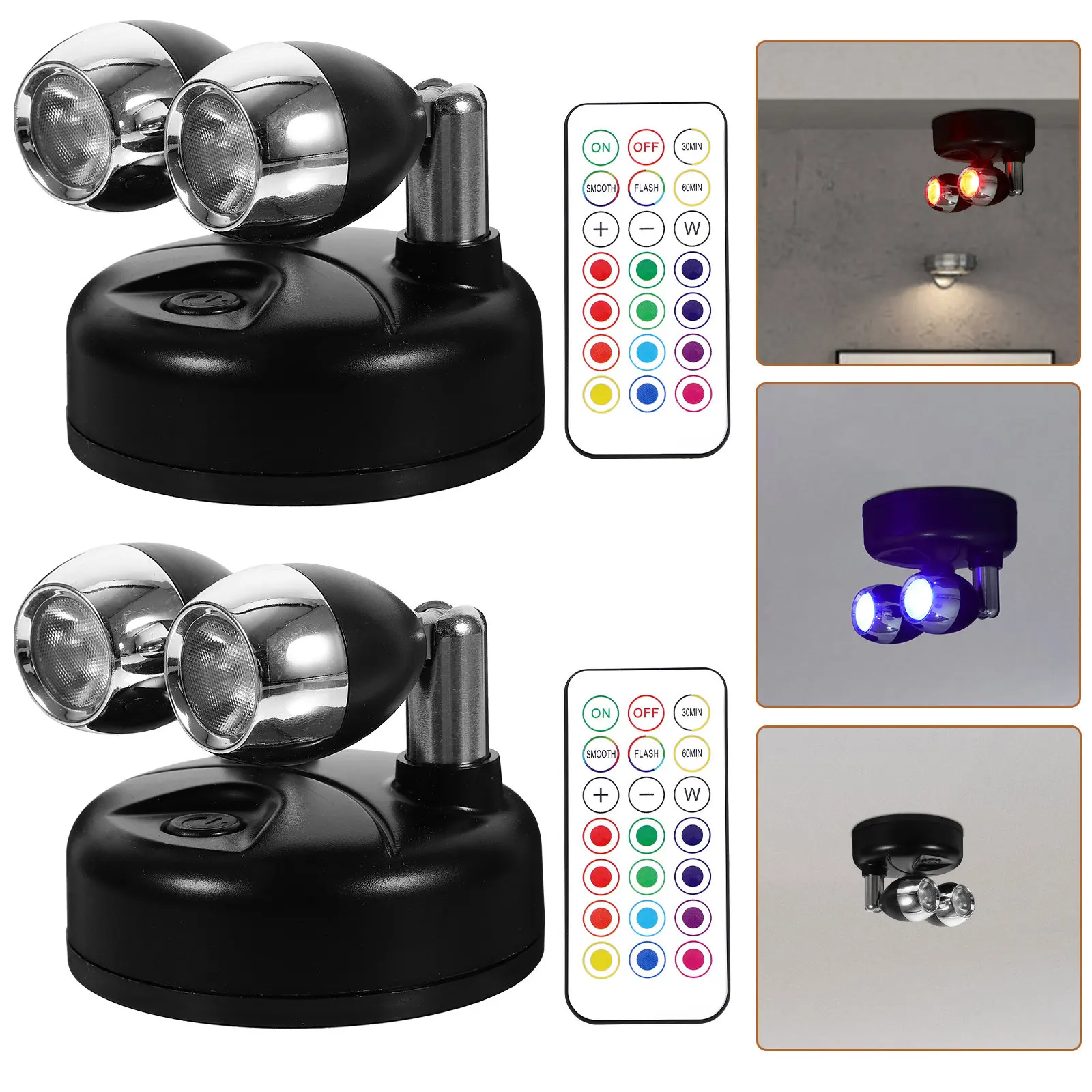 

2 Pcs Cabinet Lights Spot Indoor Lighting Mini Spotlight Display ABS Home Shelf Small for