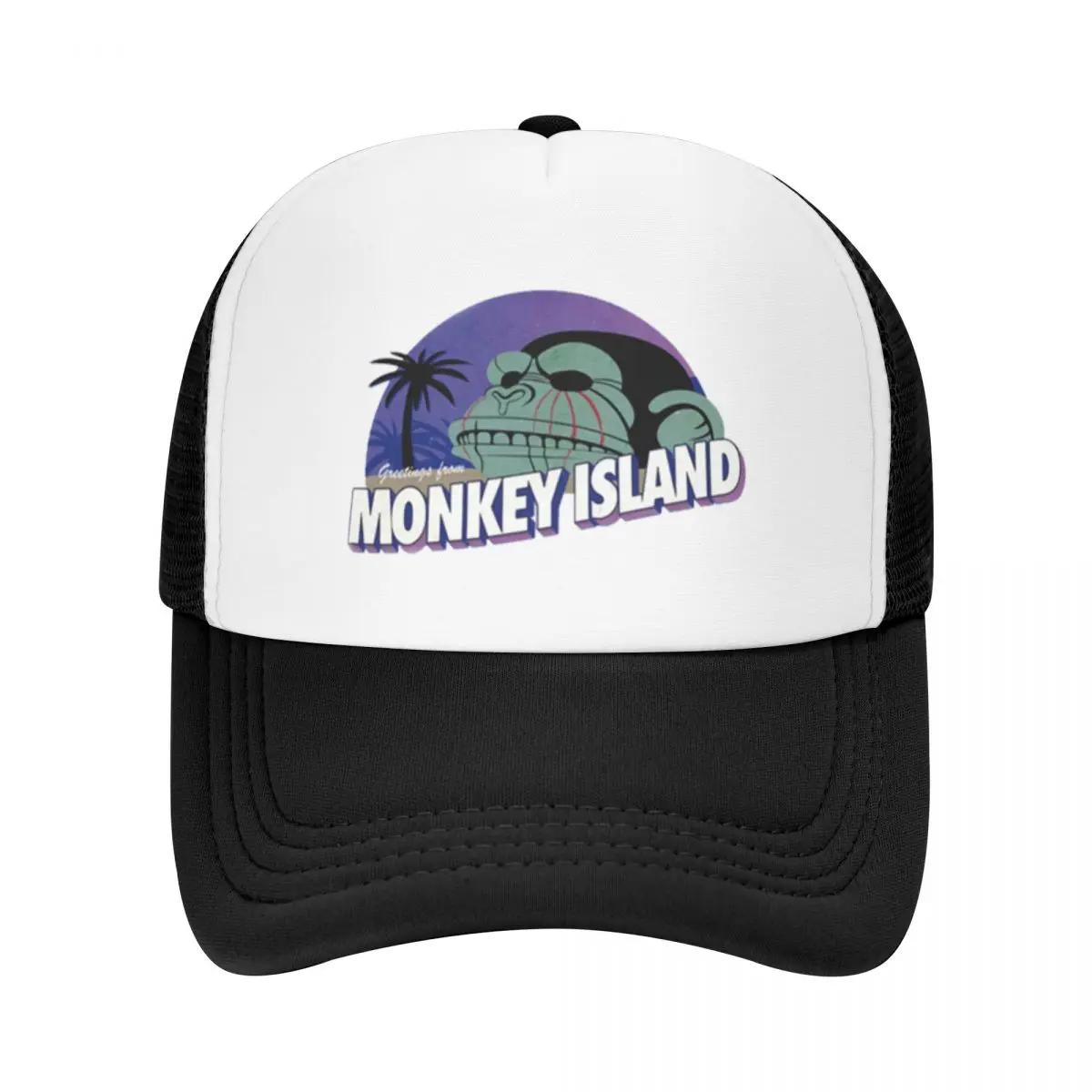 Monkey Island View Printing Mesh Baseball Cap For Women Adult Snapback Caps Hip-hop Sun Hat