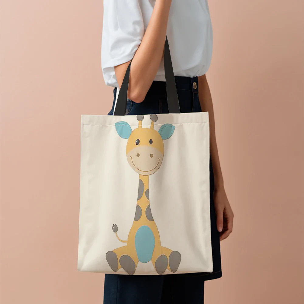 1Pc Borse a tracolla modello giraffa animale Borsa tote Borse portatili riutilizzabili per palestra Weekend Beach Viaggi Generi alimentari Shopping