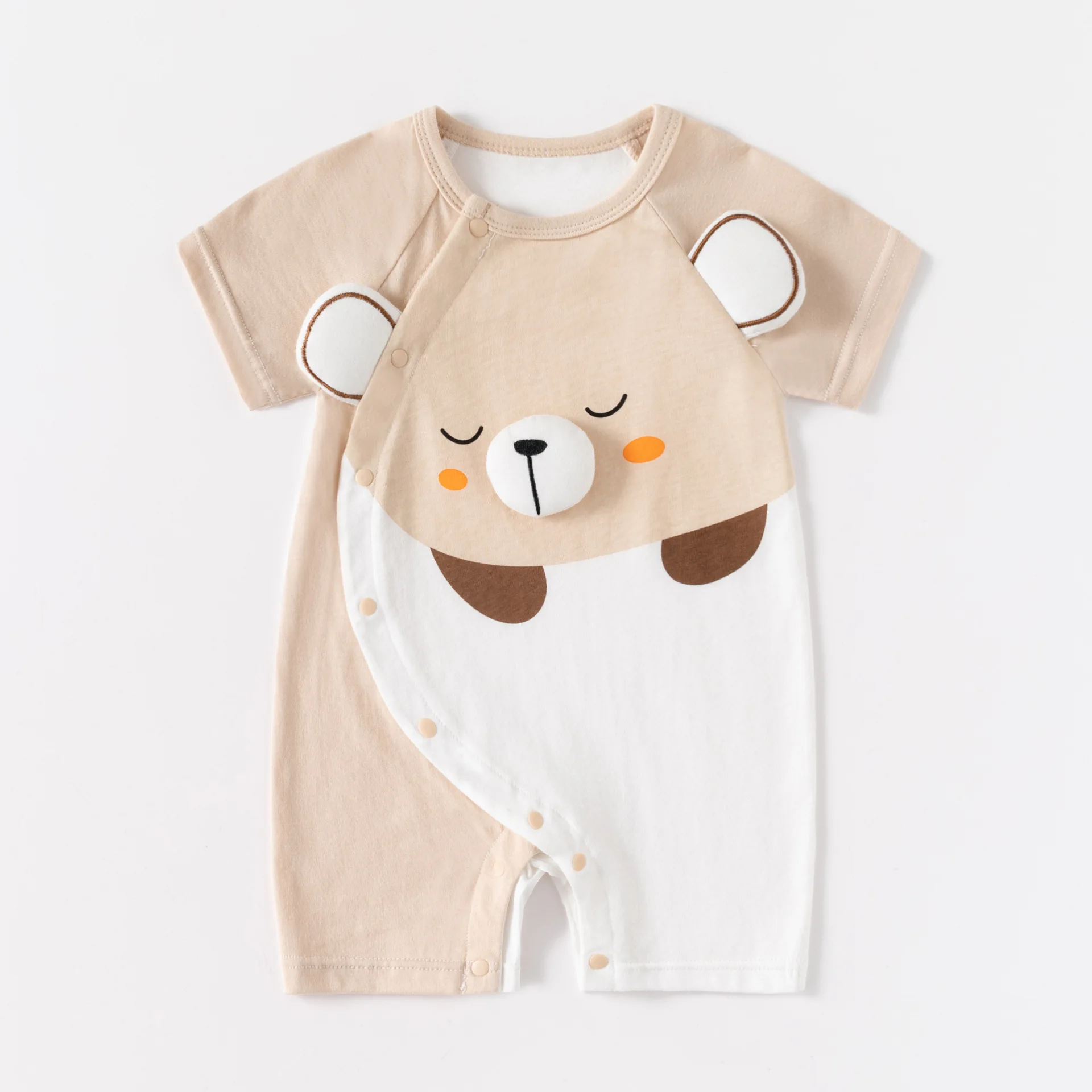 

Летний милый детский комбинезон для мальчиков и девочек с мультяшным рисунком, хлопковый комбинезон для детей от 3 до 18 месяцев