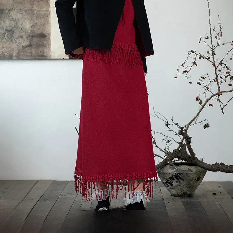 

Ele Knitted f Skirt Women's Loose Fit Slimming Midi Skirt Daily Wear Polyester Fiber Nylon Fiber Metal Coated Fiber Wo...