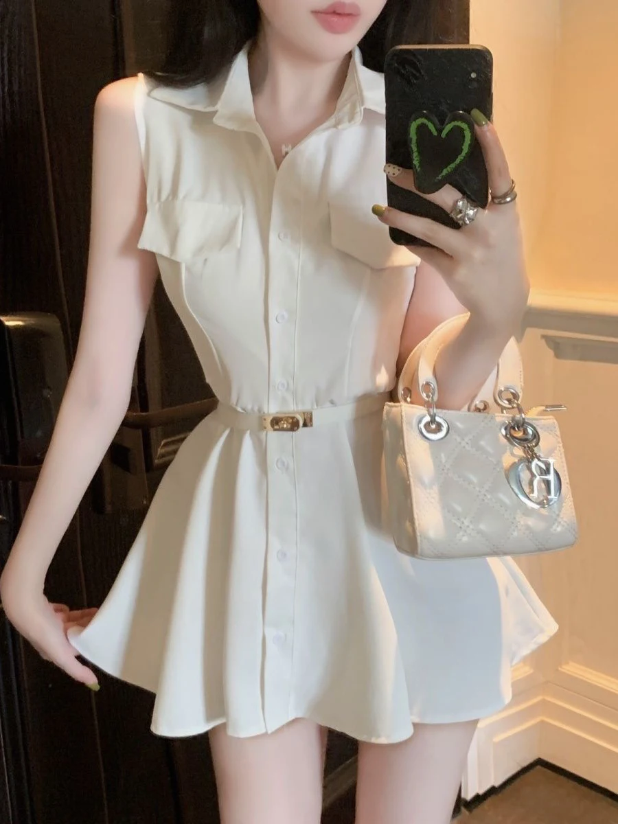 

Летний утягивающий воротник irt Dr. Юбка трапециевидной формы с высокой талией. Дизайн пояса с поясом в комплекте. Тенденция Faion 202.