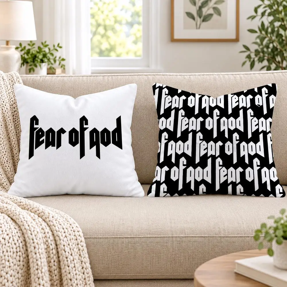 Luxury F-Fear of God Cushion Cover Short Plush Double-Sided Printing Sofa Bedroom Pillow Case Aesthetic Home Decor
