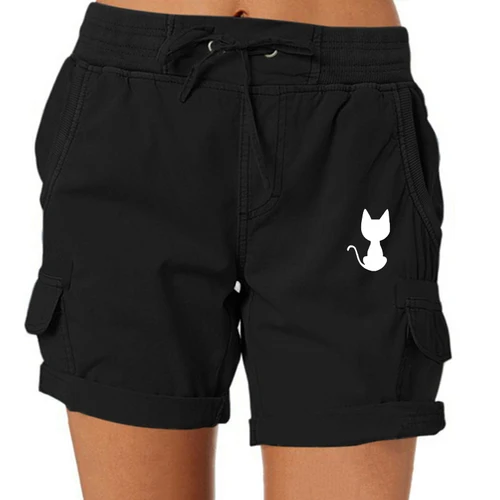 Imagen 2 del producto Pantalones cortos lisos con cordón para mujer, ropa de calle informal, ropa de verano, pantalones Cargo