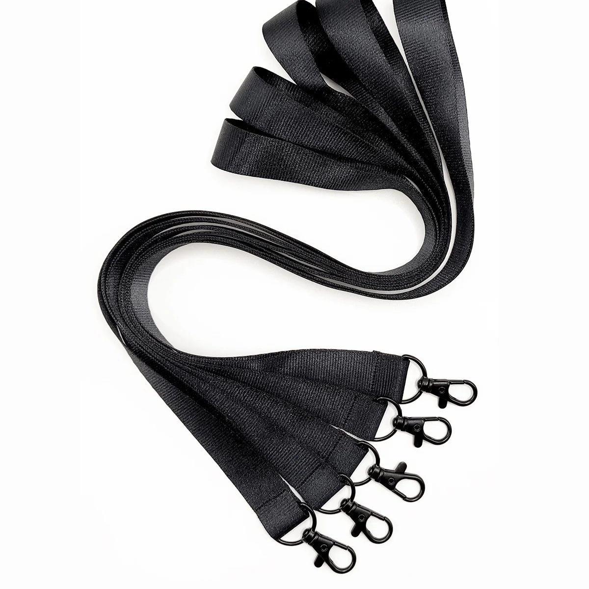 Black Nylon KeyChain Safety Hanging Neck Strap Lanyard For ID Name Card Badge MobilePhone Anti Loss Safety Rope Black Metal Hook
