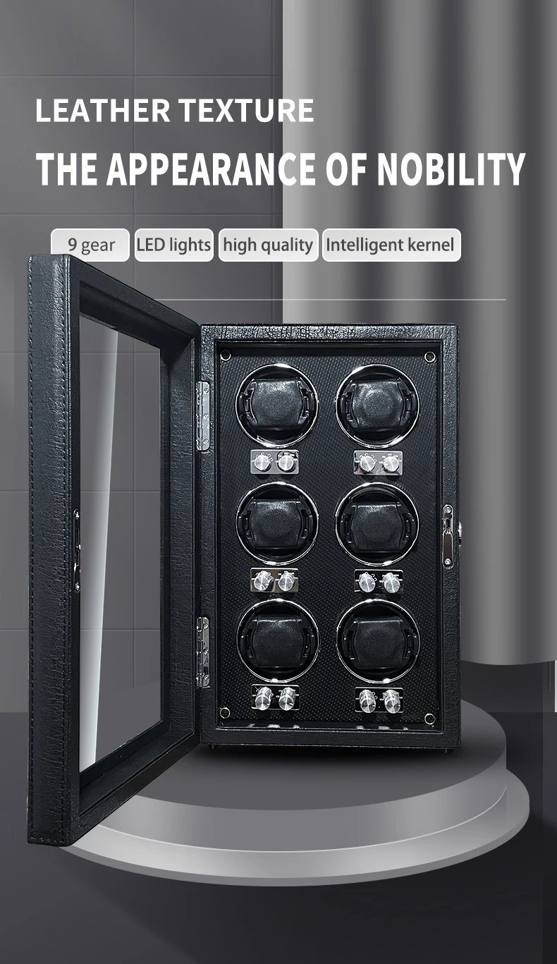 IBBETON Luxus-Uhrenbeweger aus Holz, High-End, 2 4, 6 Fächer, automatische Uhrenbox mit Mabuchi-Stummschaltungsmotor, Uhrenschrank, Uhrenaufbewahrung – Detail 25