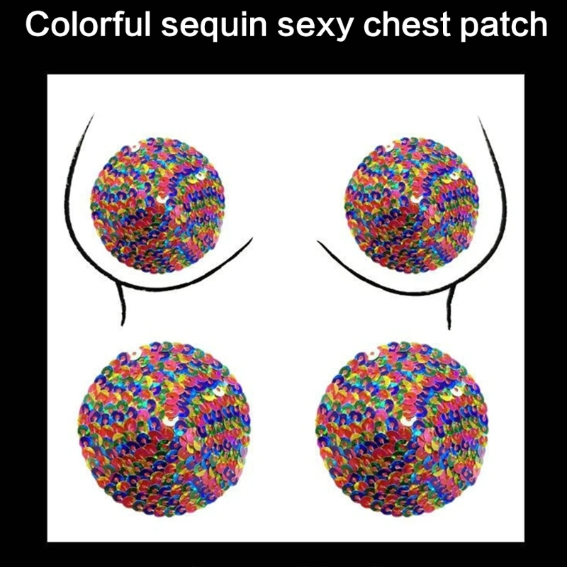 Womens Colorful Sequins Pasties Tassels Breast Nipple Cover Body Jewelry Sticky Bra Chest Sticker Pad Lingerie Drop Shipping