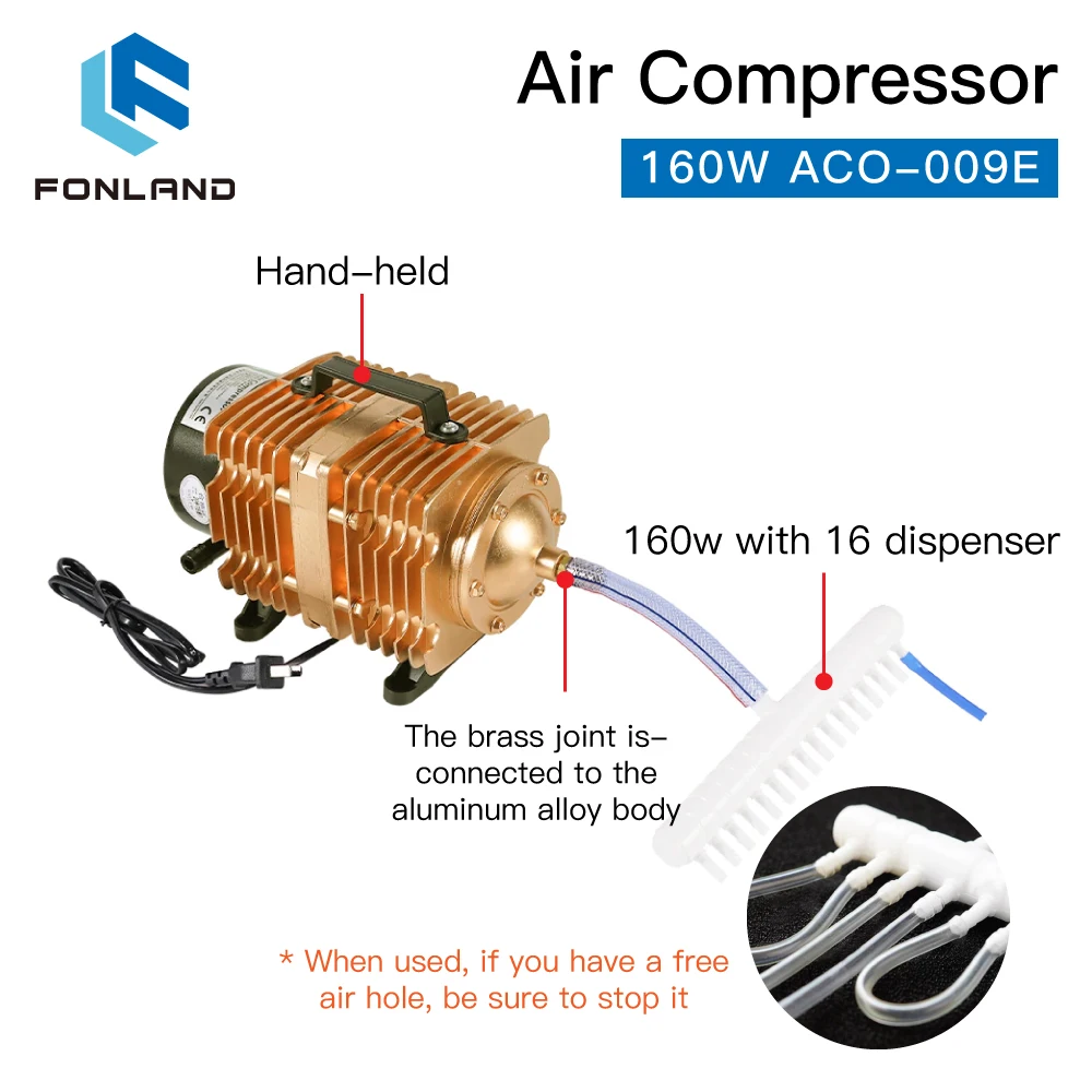 FONLAND 160W ACO-009E Air Compressor Electrical Magnetic Air Pump for CO2 Laser Engraving Cutting Machine