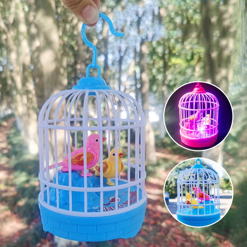 Novelty Funny Induction Voice-activated Light-emitting Birdcage Simulation Bird Call With Light Action Voice-activated Toys