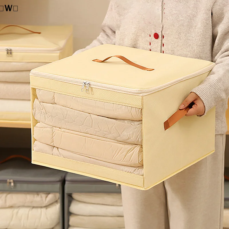 〔W〕Large Capacity Transparent Waterproof And Dustproof Clothing Storage Box, Foldable And Portable Bedroom Organizer.〔Winter1〕