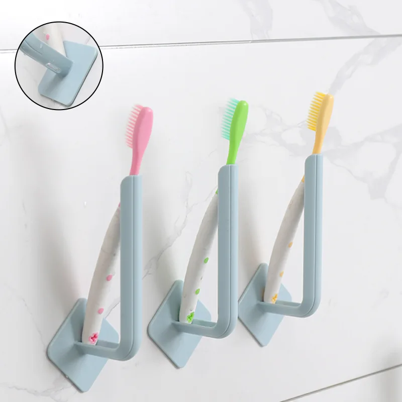 Auto-adesivo Wall Mounted Hooks, L-Shape Punch-Free, gancho de pano, chapéus, toalha, cremalheira de roupa, rolo, cozinha, banheiro, armazenamento, organizador