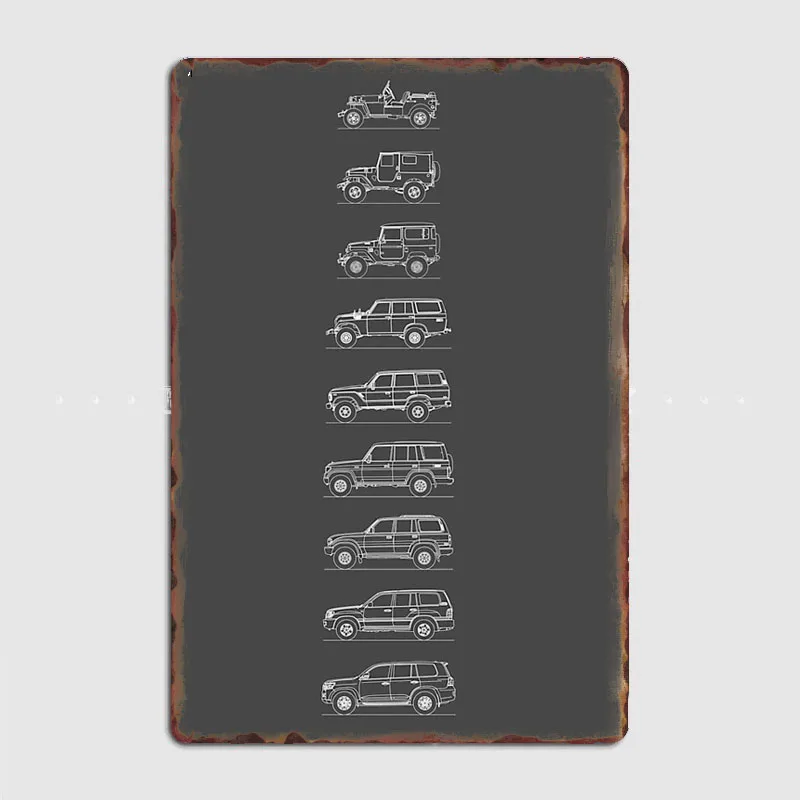 Land Cruiser Evolution Metal Plaque Poster Retro Custom Automobile Club Wall Art Pub Tin Sign Vintage Home Room Decor