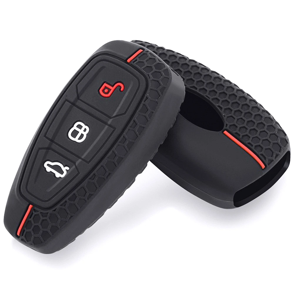Car Key Pack for Ford ST Line Fiesta Focus Mondeo Ecosport Kuga Puma Edge Escape Metallic Silicone Car Key Fob Case Accessories