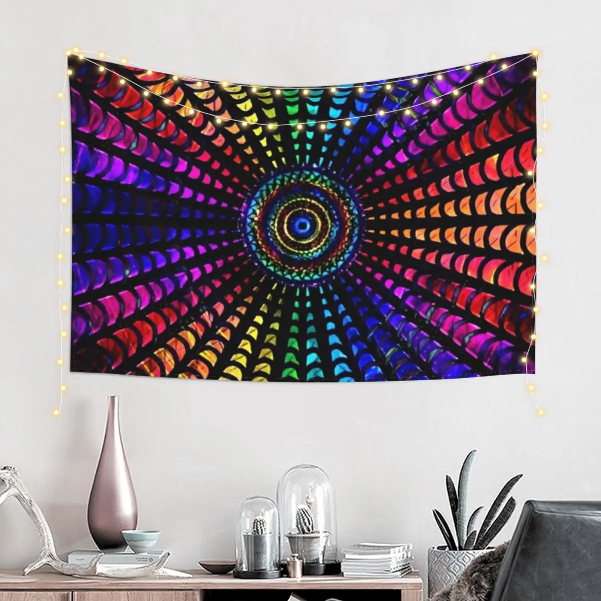 Hypnotic Rainbow Tunnel Tapestry Funny Wallpaper Bedroom Tapestry