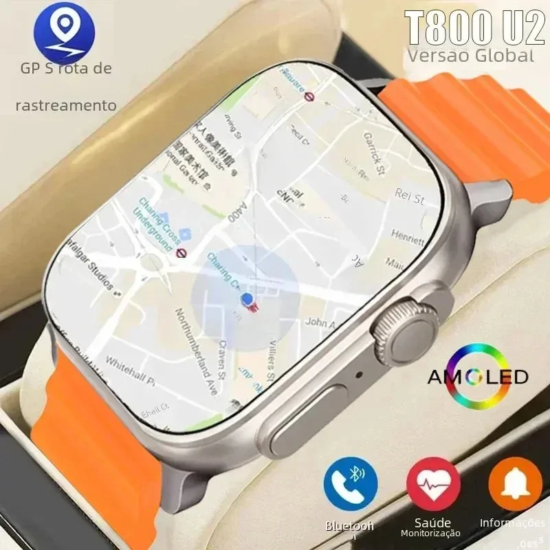 New Watch T800 U2 Smart Watch 49mm 2024 New NFC Men Women GPS Track Bluetooth Call BT Music Games Wireless Charging Smartwatch