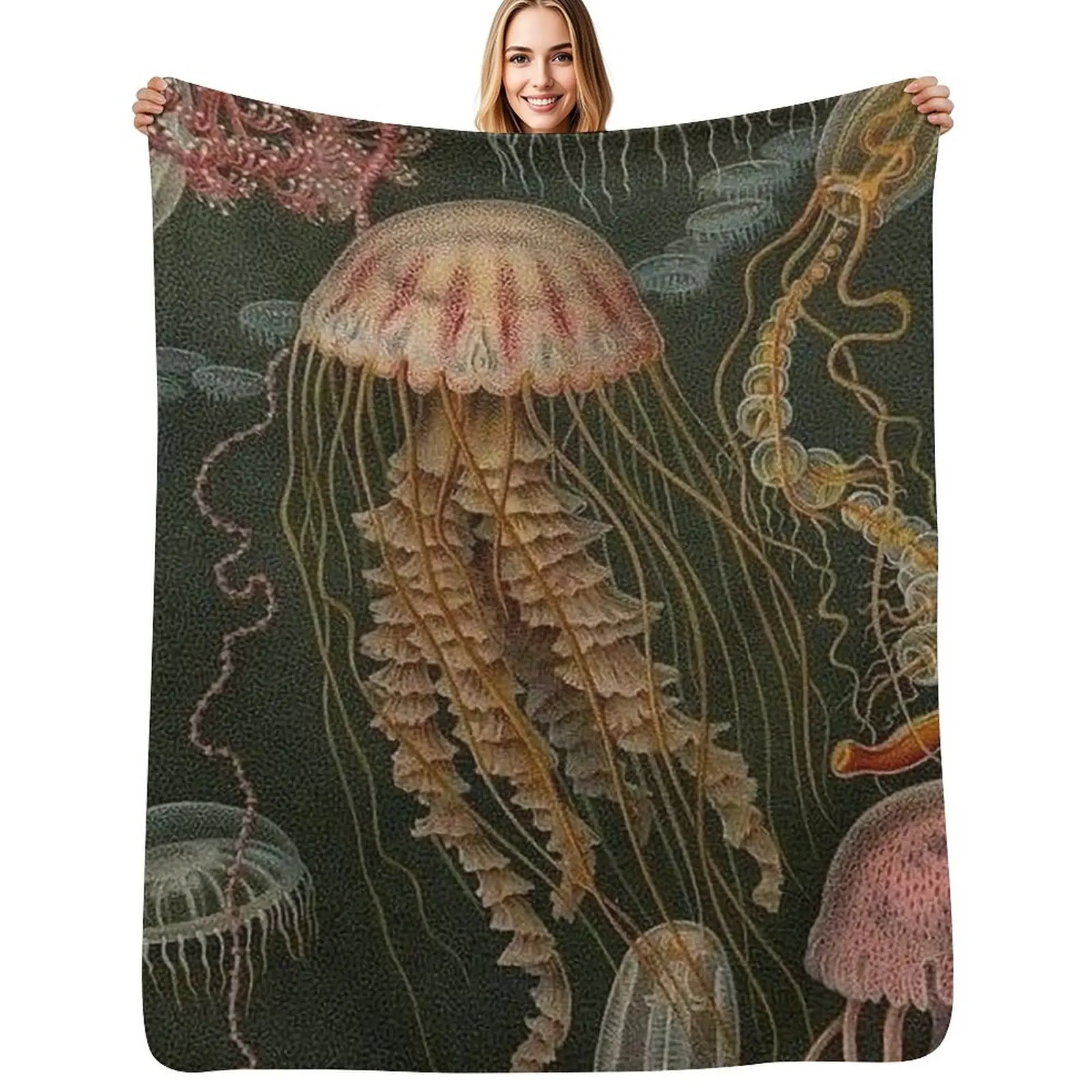 Dark Jellyfish Poster Throw Blanket Ultra Plush Cozy Blanket for Napping Sleeping