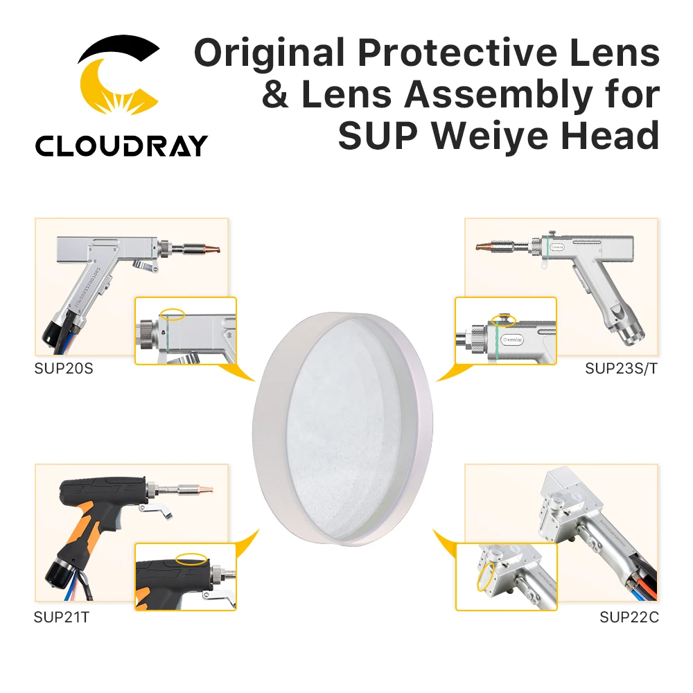 Cloudray Original Hand-Held Laser Protective Lens & Lens Assembly for SUP Weiye Fiber Laser Welding Head 1064nm