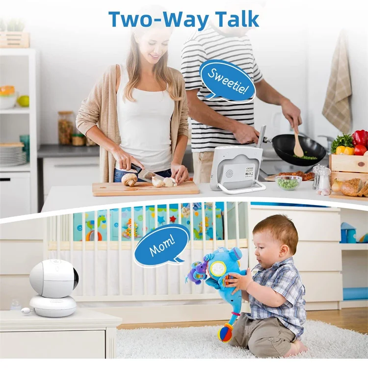 4.3 inch Color Screen Sound Activated Night Light Two Way Audio Feeding Reminder Digital Video Wireless Baby Monitor with Camera