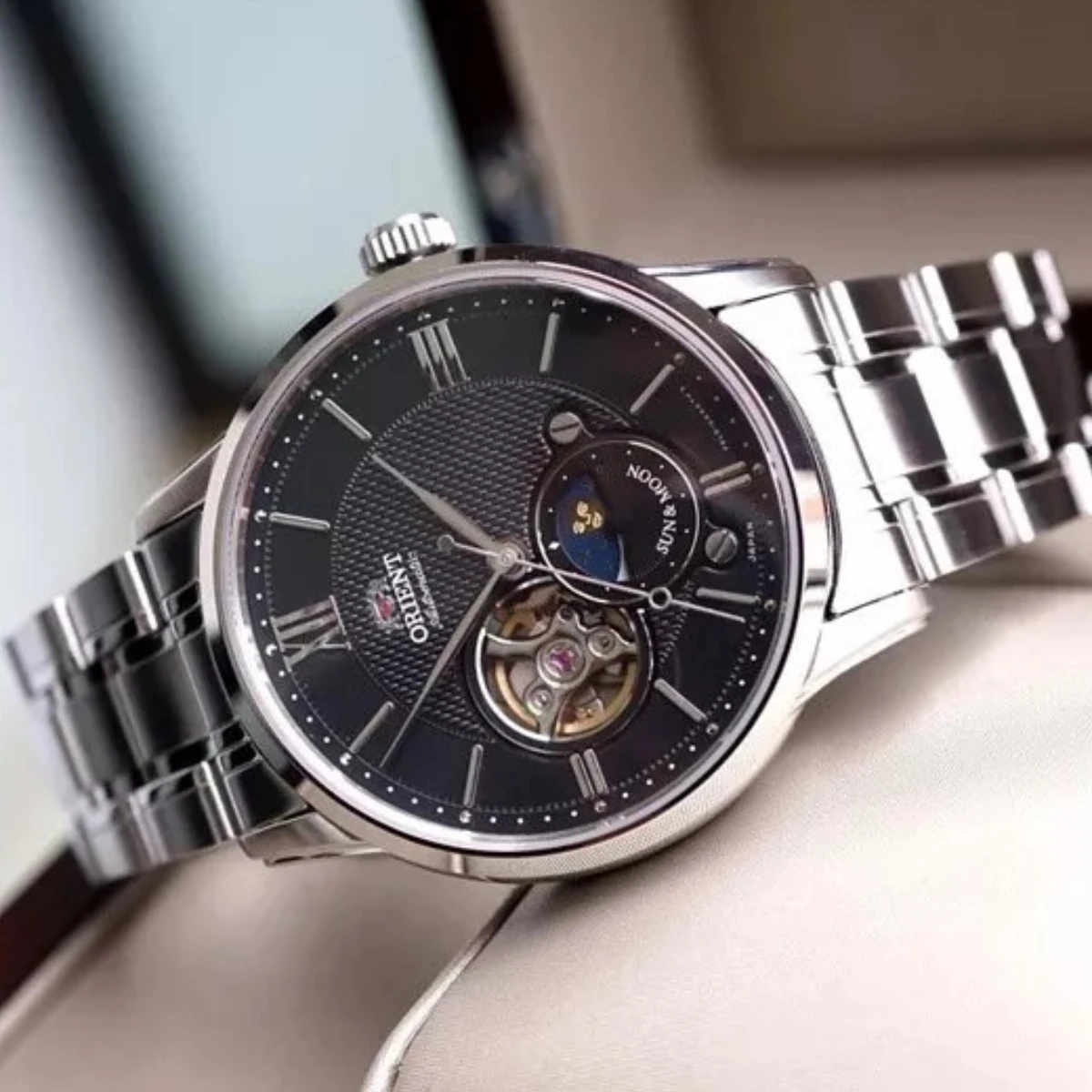 Orologio da uomo originale Orient Orologio da lavoro di lusso impermeabile Vetro zaffiro Acciaio inossidabile RA-AS0002B00B