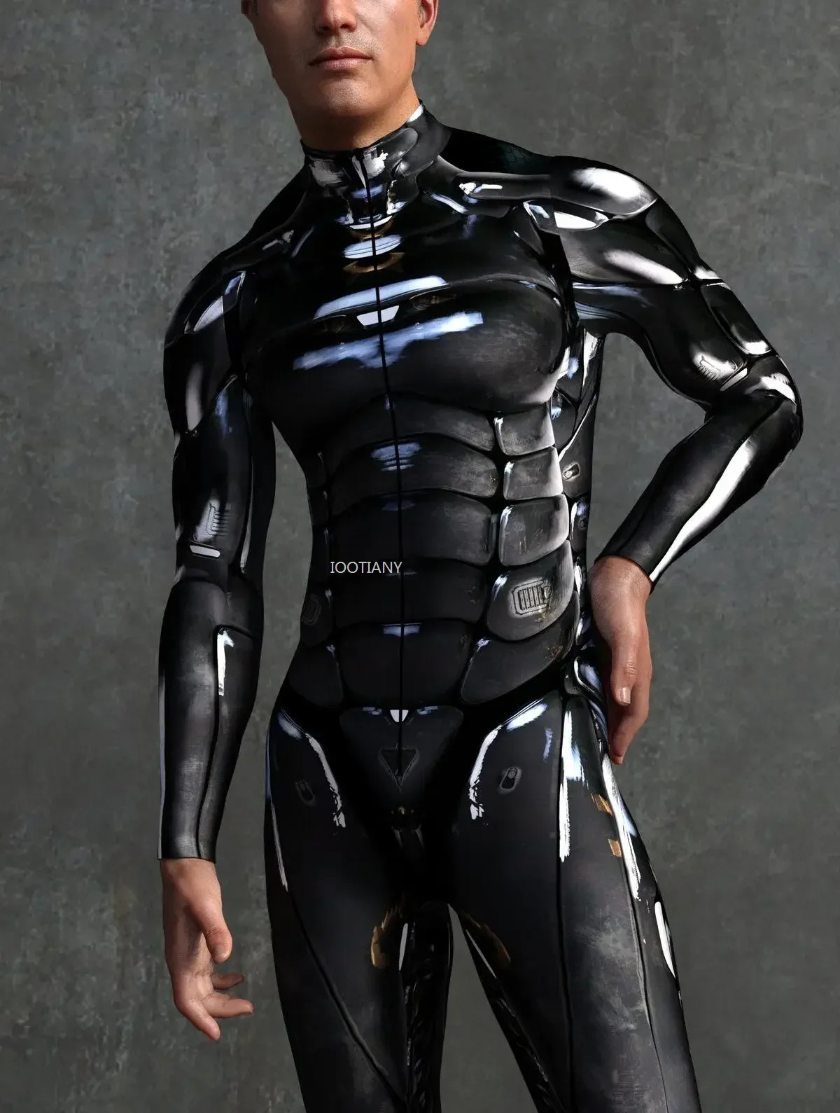 بدلة كوسبلاي بلاك روبوت درع Steampunk بدلة مطبوعة ثلاثية الأبعاد من Zentai ملابس ضيقة للحفلات أزياء تنكرية للهالوين كرنفال