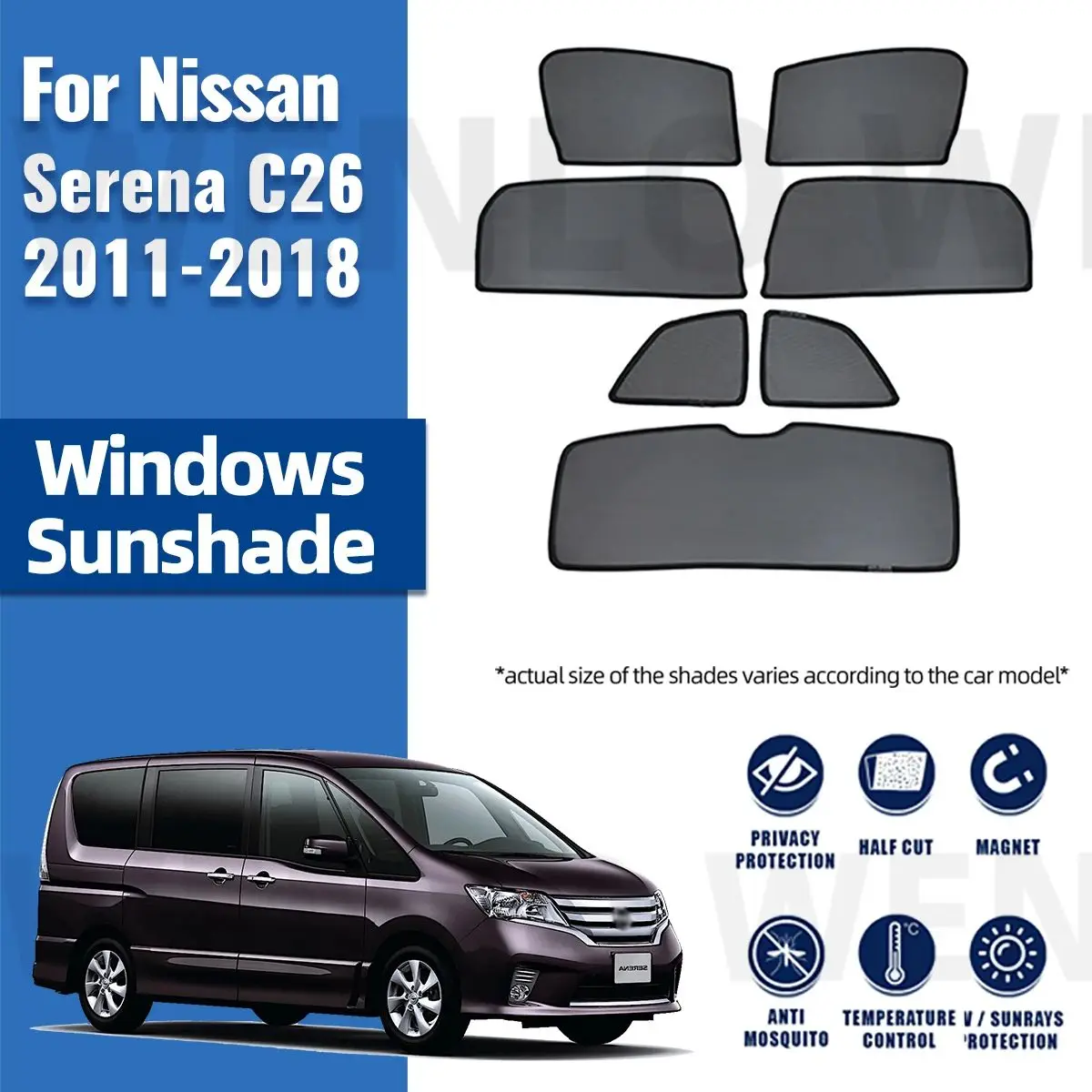 

For Nissan SERENA C26 2011-2018 Magnetic Car Sunshade Visor Front Windshield Frame Curtain Rear Side Window Sun Shade Shield