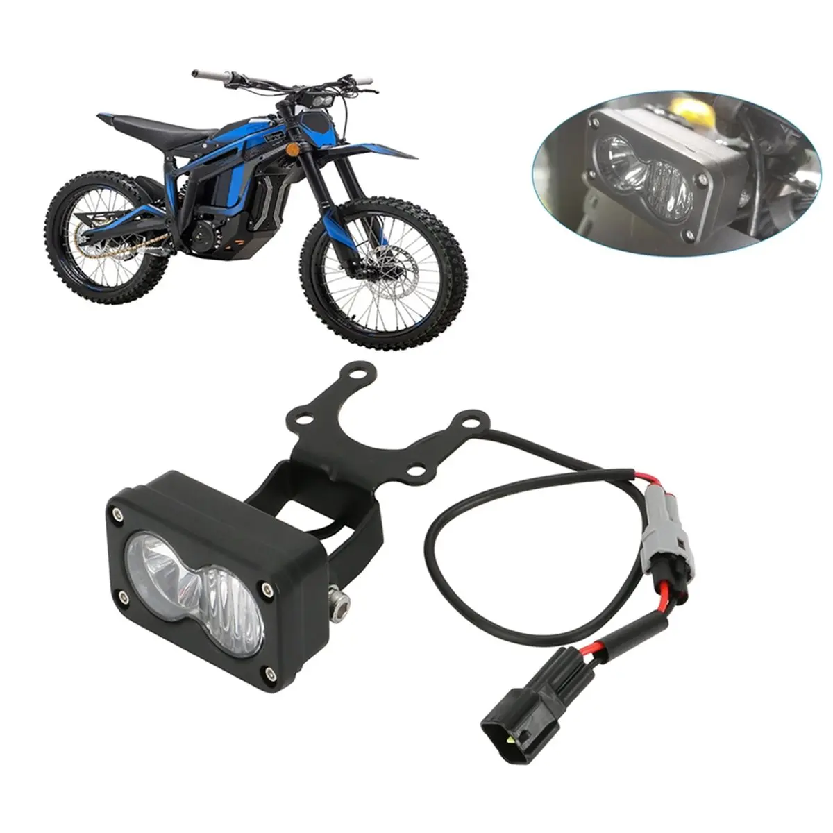#33F Waterproof LED Headlight,20W LED Headlight Kit 6000-6500K for SurRon Light Bee X Segway (Metal+Plastic)