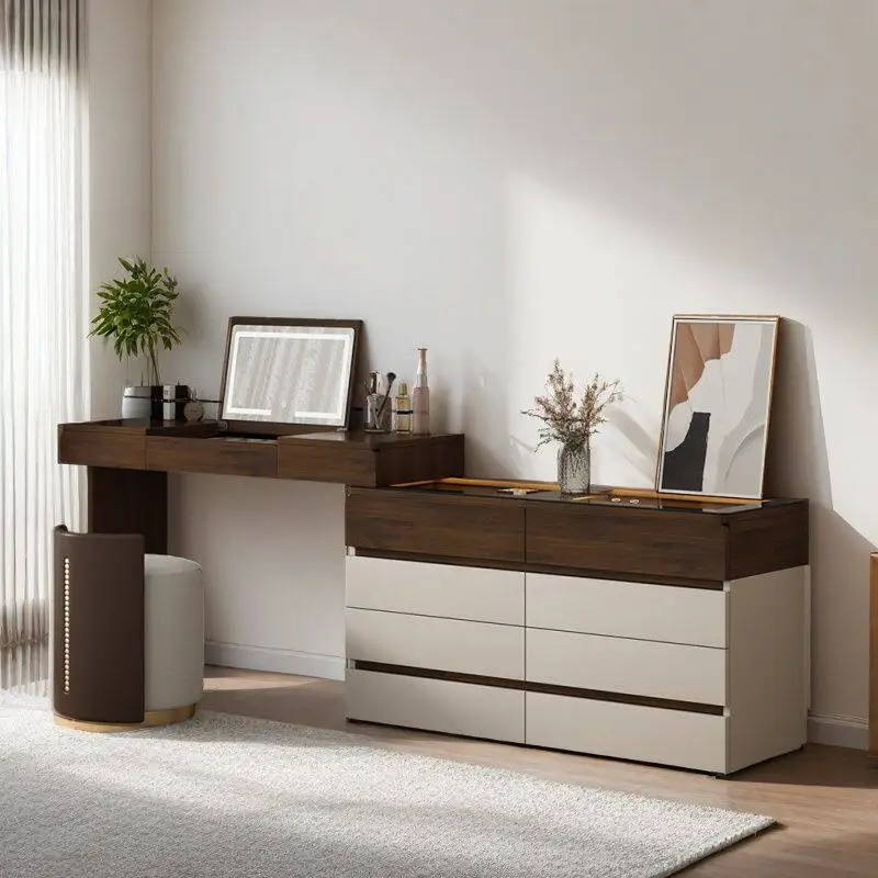 

#Bedroom Dressing Table With Cabinet Nordic Dressing Table With Mirror Wooden Make Up Table With Led Light