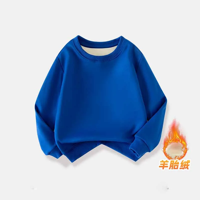 Children's Padded Sweater Boys Fleece Jumper Girls Thickened Tops Kids Winter Warm Coat Autumn Round Neck Pullover Baby Clothes