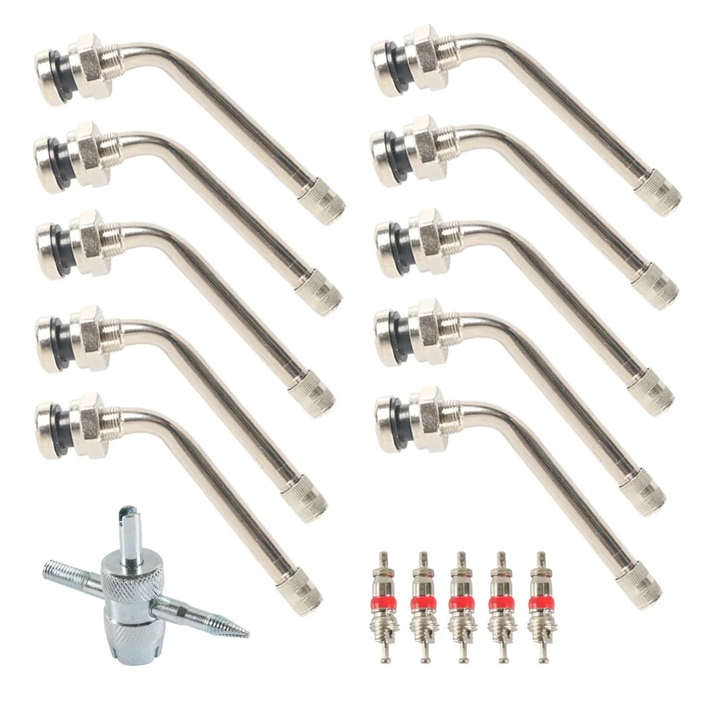 16PCS Truck Tire Valve Stem Brass Material OE Part Numbers TR555D With Clamp-In Design 120° Bend Angle