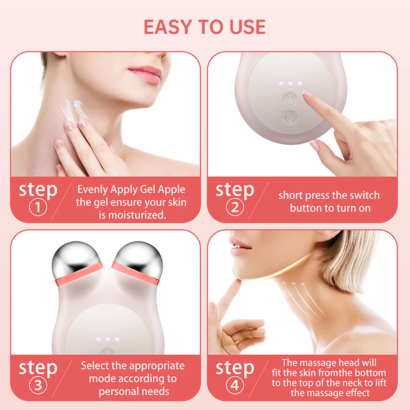 EMS ไมโครเคอร์เรนท์นวดหน้าสแตนเลสสตีล RF บำบัดนวดยกกระชับผิวกระชับอุปกรณ์ความงาม