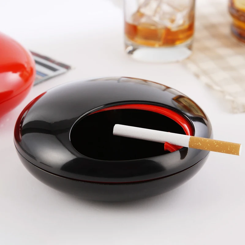 

Portable Rotating Ashtray Desktop Ashtray Smokeless Windproof Ash Tray with Sliding Lid Smoking Accessories Office Home Decor