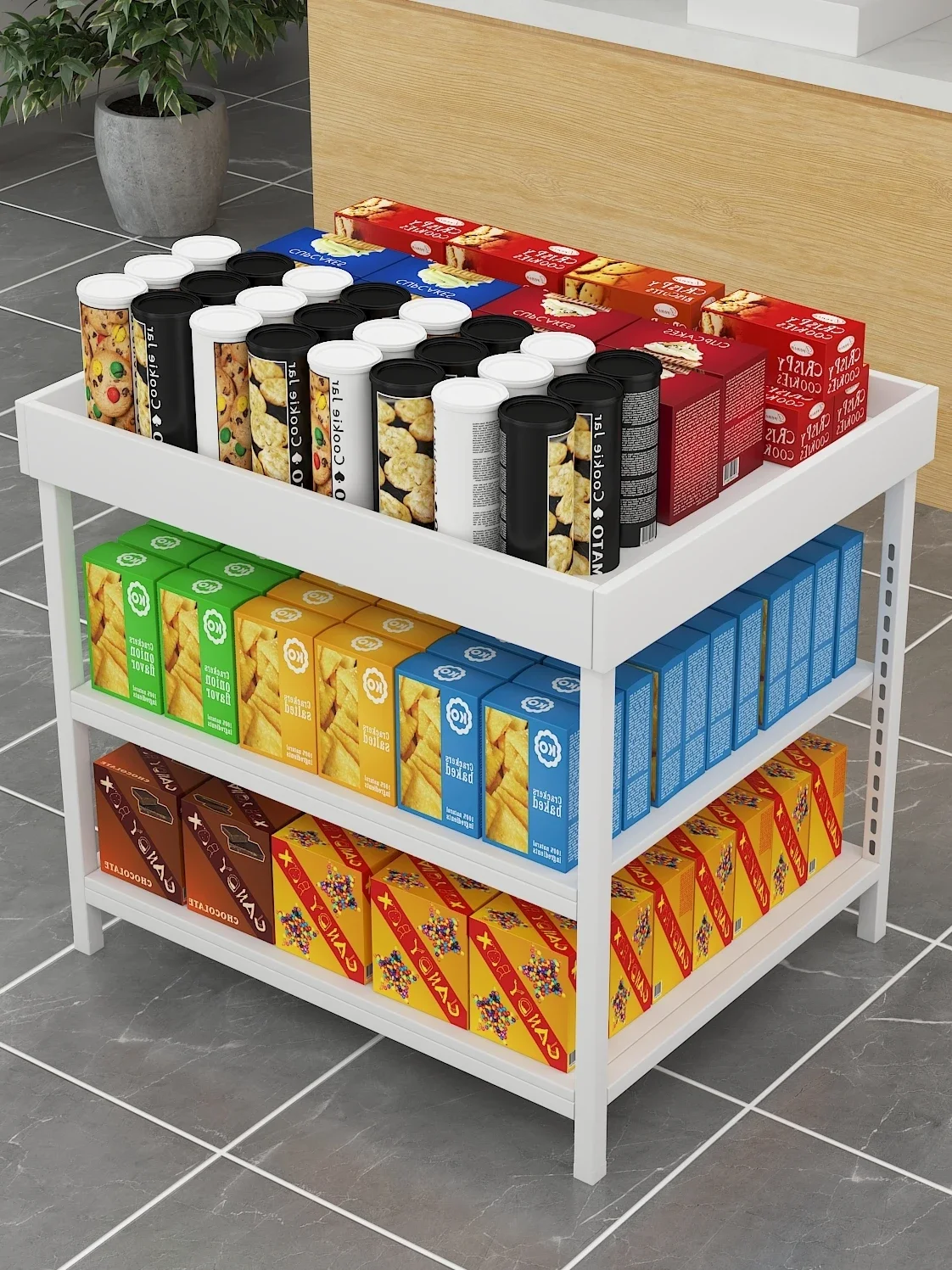 Supermarket Zhongdao drinks milk drinks snacks promotion table edible grain and oil pile head display table gift washing shelf