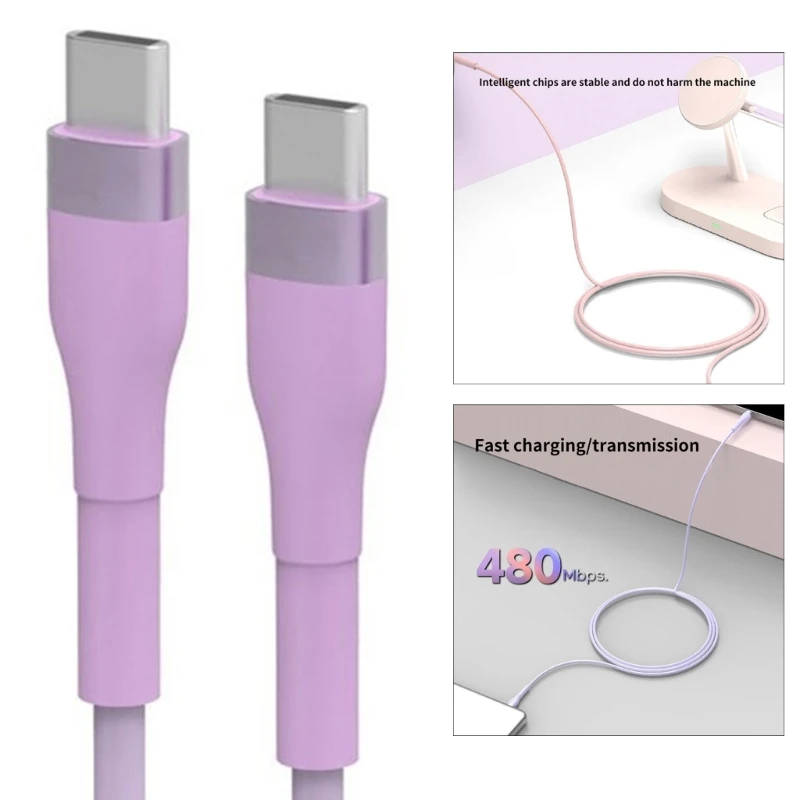 كابل شحن USB C إلى USB C 100W/5A كابل بيانات شحن سريع للهواتف اللوحية H7JF