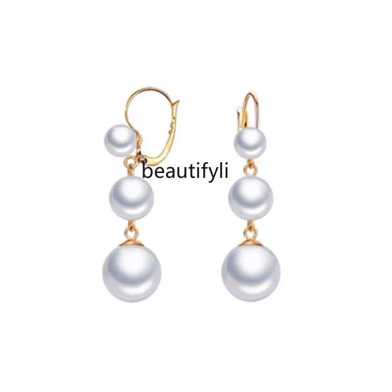 

Pearl earrings exquisite commuting sterling silver ear buckle women's niche design autumn and winter earrings