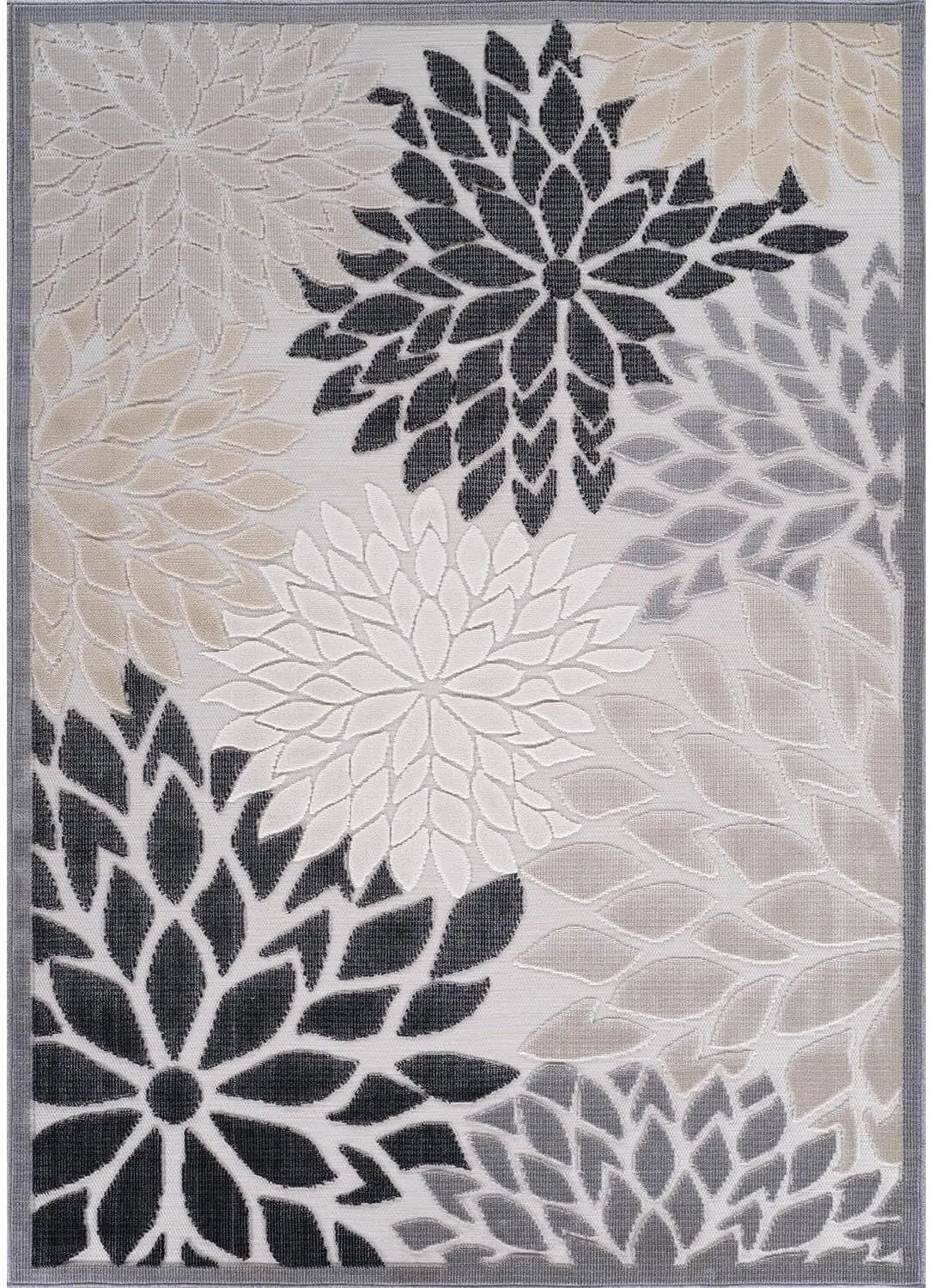 Outdoor Rug 8x10 Modern Floral Tropical Area Rugs Clean Non Shedding Living Room Porch Garden Washable Outside Carpet