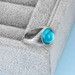 Blue Stone H2O Mermaid Ring Classic Retro TV Luxury Inlaid Crystal Jewelry Accessory Woman Girls Fan Daily Matching Jewelry Gift